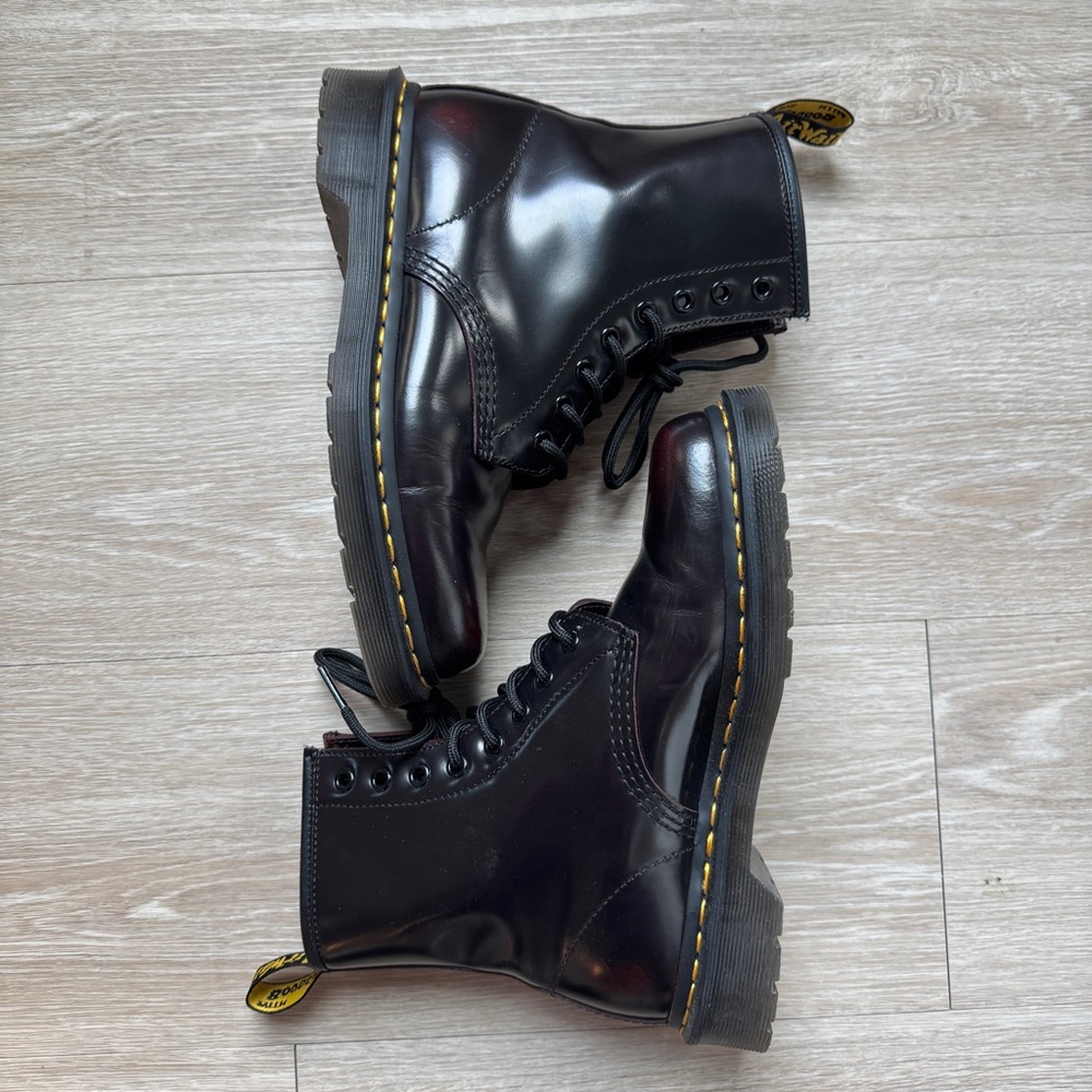 Dr. Martens Cherry Red Arcadia Combat Boots - Picture 8 of 8